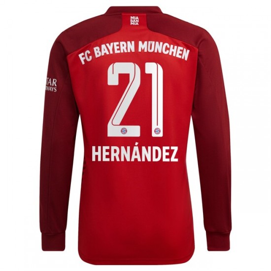 Camisola Bayern de Munique Lucas Hernandez 21 Equipamento Primeiro 2021-2022 Manga Comprida